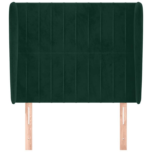 vidaXL T&ecirc;te de lit avec oreilles Vert fonc&eacute; 103x23x118/128 cm Velours