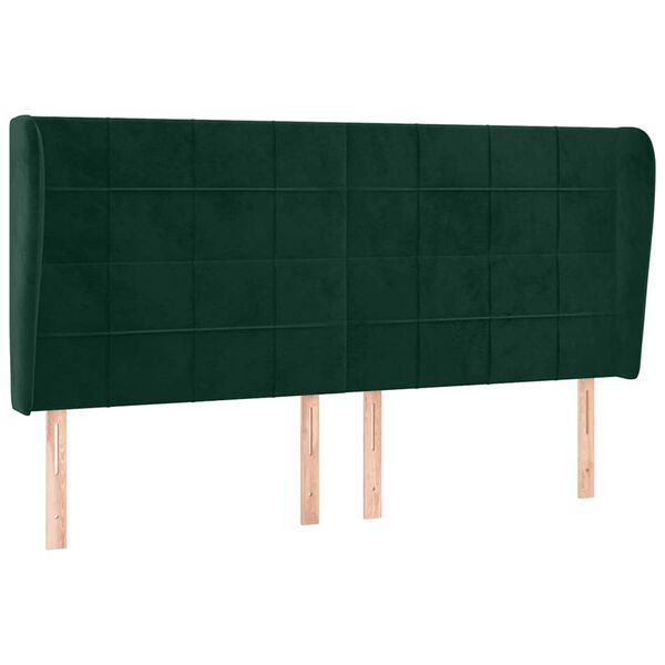 vidaXL T&ecirc;te de lit avec oreilles Vert fonc&eacute; 163x23x118/128 cm Velours