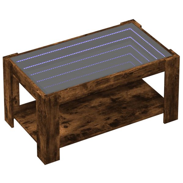 vidaXL Table basse avec LED chêne fumé 93x53x45 cm bois d'ingénierie