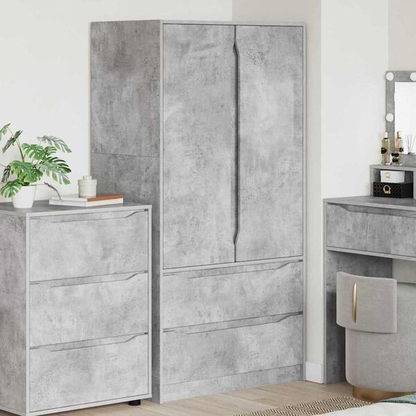 vidaXL Armoire Gris B&eacute;ton 79,5 x 49 x 156 cm Bois d&rsquo;ing&eacute;nierie