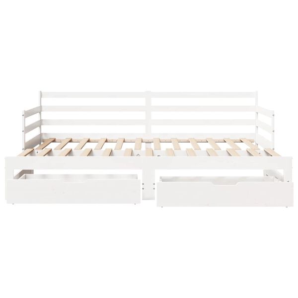 vidaXL Lit de jour avec gigogne et tiroirs sans matelas blanc 90x200cm