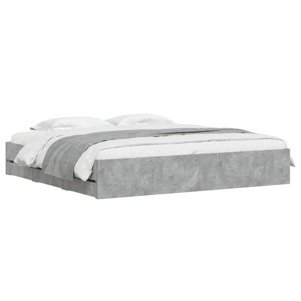 vidaXL Cadre de lit avec tiroirs sans matelas gris b&eacute;ton 160x200 cm