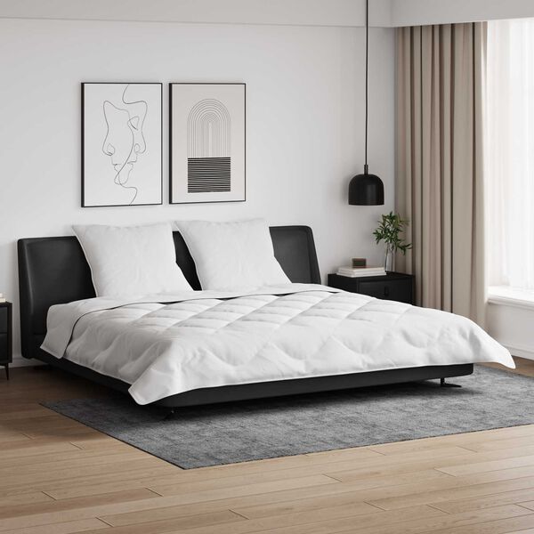 vidaXL Couette avec Oreillers 3 pcs Blanc Microfibre et Plumes D'oie