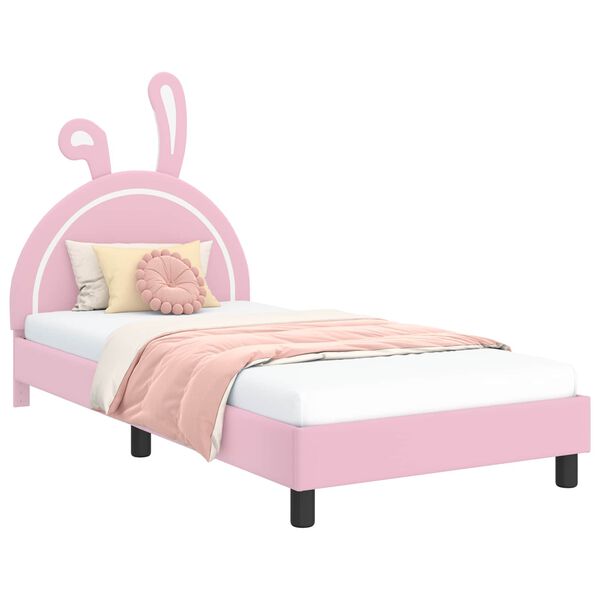 vidaXL Cadre de lit pour enfants avec t&ecirc;te de lit Rose 90 x 190 cm PU