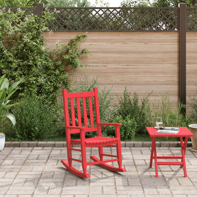 vidaXL Chaise à bascule enfants rouge bois de peuplier massif