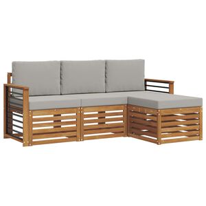 vidaXL Ensemble de canap&eacute;s d'ext&eacute;rieur 4 pc Gris Naturel et Clair