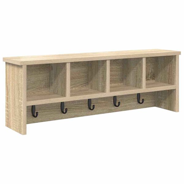 vidaXL Porte-manteau mural avec &eacute;tag&egrave;re Ch&ecirc;ne sonoma 75 x 16 x 26 cm