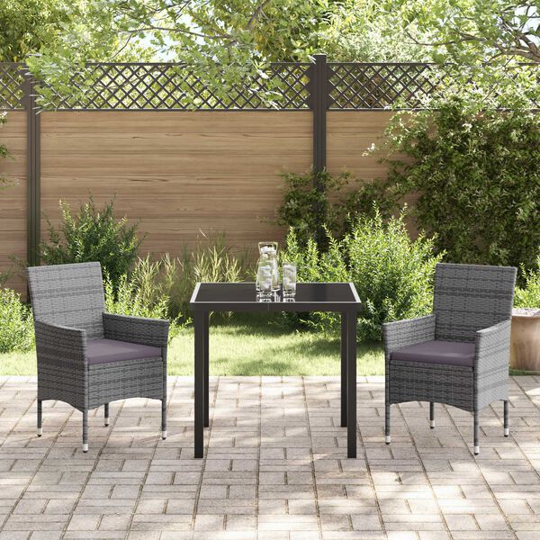 vidaXL Ensemble de salle à manger pour jardin 3 pcs Gris polyrotin