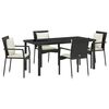 vidaXL Ensemble de salle &agrave; manger pour jardin 5 pcs Noir polyrotin