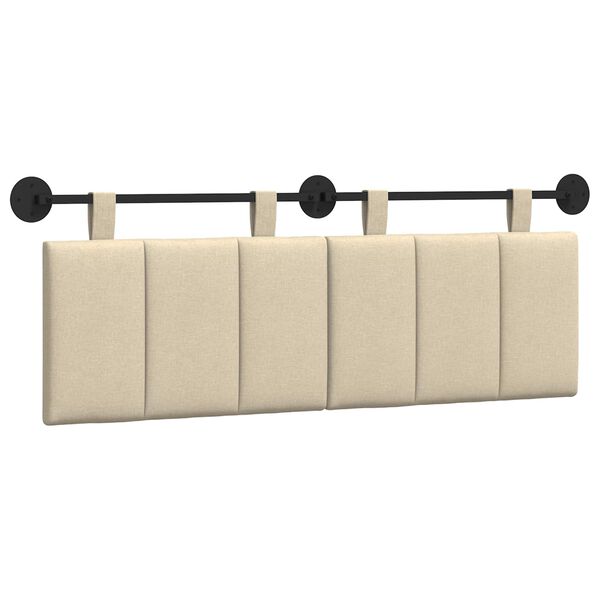 vidaXL T&ecirc;te de lit suspendue Montage mural Cr&egrave;me 150 x 55 x 5 cm tissu