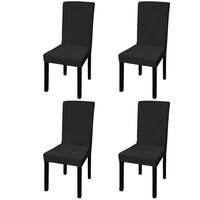 vidaXL Housse de chaise droite extensible 4 pcs noir