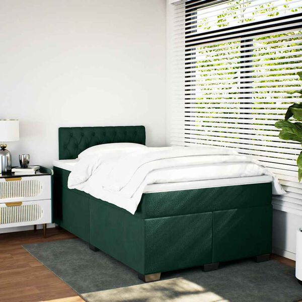 vidaXL Sommier &agrave; lattes de lit avec matelas vert fonc&eacute; 120x190 cm