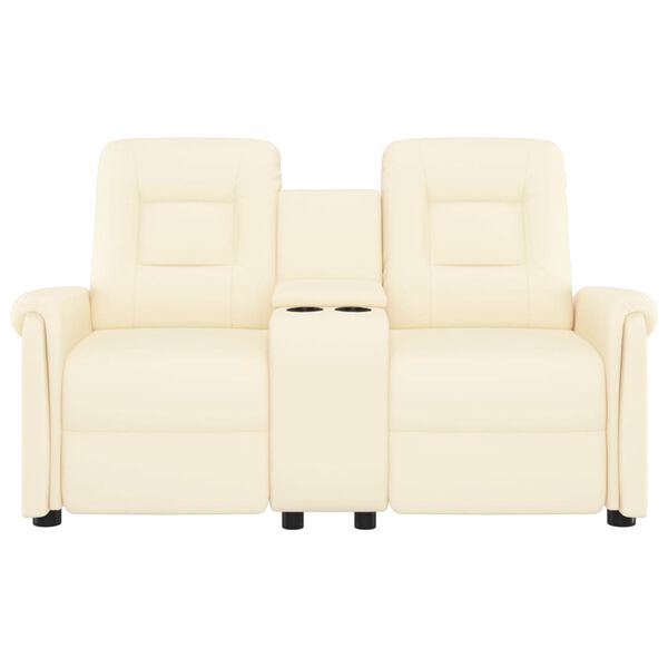 vidaXL Fauteuil de massage inclinable et porte-gobelet 2 places crème