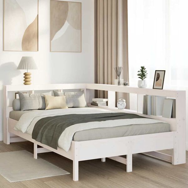 vidaXL Lit biblioth&egrave;que sans matelas blanc 120x190 cm bois pin massif