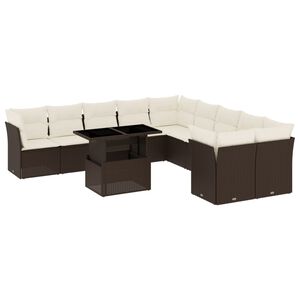 vidaXL Salon de jardin et coussins 11 pcs marron r&eacute;sine tress&eacute;e