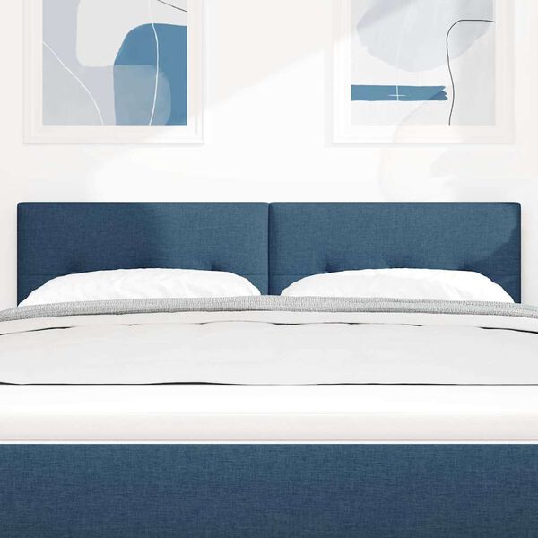 vidaXL T&ecirc;te de lit LED avec des lumi&egrave;res &agrave; LED Bleu 144 cm Polyester