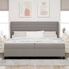 vidaXL Lit &agrave; ressorts avec matelas Taupe 200 x 200 cm tissu