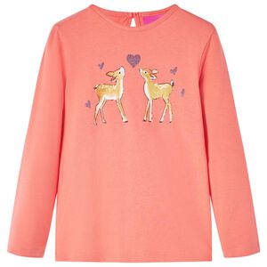 T-shirt enfants &agrave; manches longues corail 104