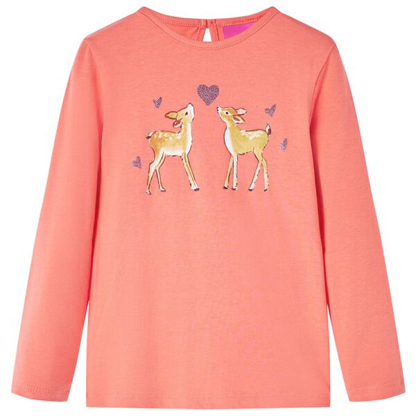 T-shirt enfants &agrave; manches longues corail 104