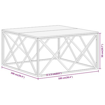 vidaXL Table basse argenté acier inoxydable et bois massif d'acacia