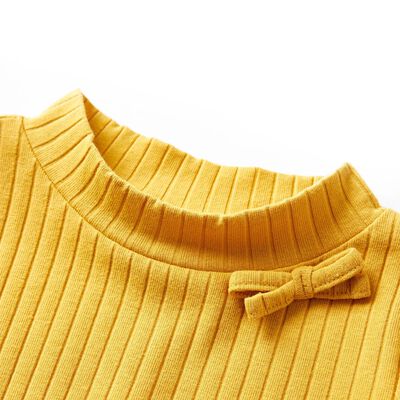 T-shirt enfants à manches longues tricot côtelé ocre foncé 92