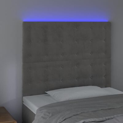 vidaXL Tête de lit à LED Gris clair 80x5x118/128 cm Velours