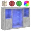 vidaXL Buffets avec lumi&egrave;res LED 3 pcs gris b&eacute;ton bois d'ing&eacute;nierie
