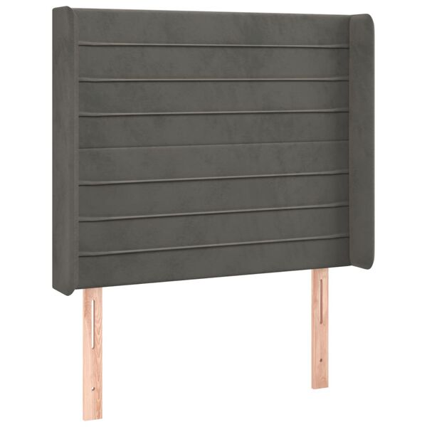 vidaXL Tête de lit à LED Gris foncé 83x16x118/128 cm Velours
