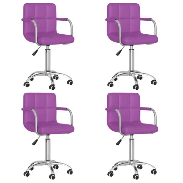 vidaXL Chaises pivotantes &agrave; manger lot de 4 violet similicuir