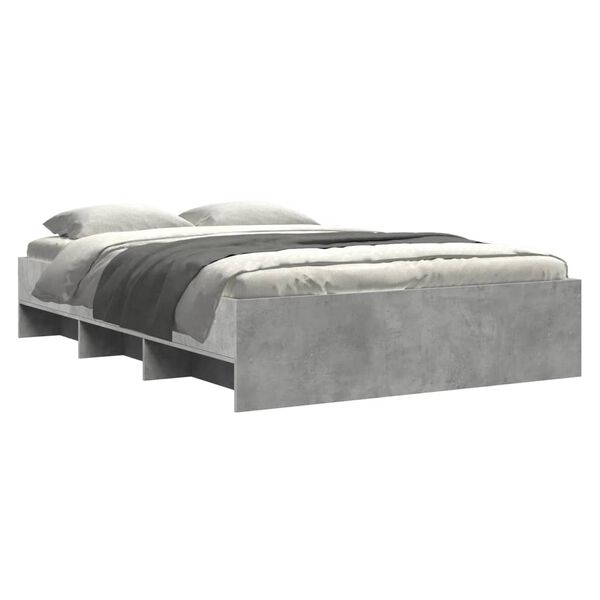 vidaXL Cadre de lit sans matelas gris b&eacute;ton 140x190 cm bois ing&eacute;nierie