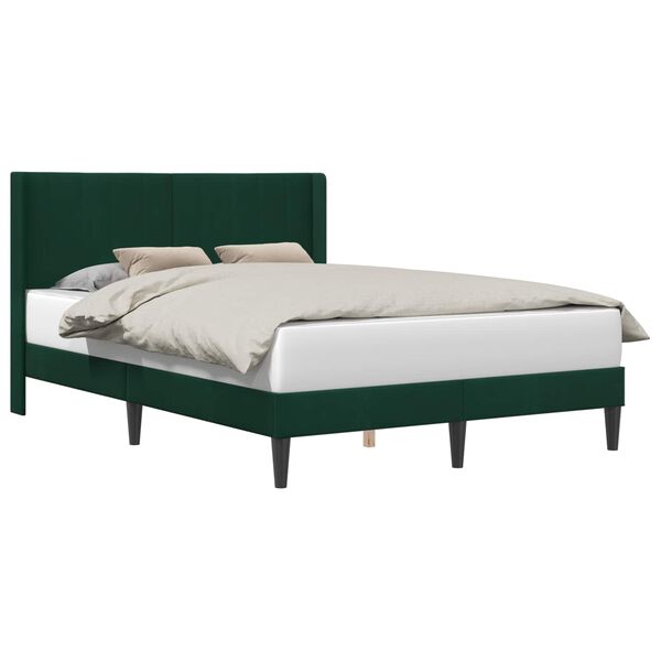 vidaXL Cadre de lit avec t&ecirc;te de lit Vert fonc&eacute; 120 x 190 cm Velours