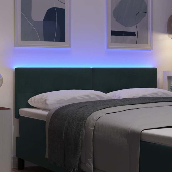 vidaXL T&ecirc;te de lit LED avec des lumi&egrave;res &agrave; LED Vert 144 cm Polyester