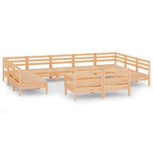 vidaXL Salon de jardin 12 pcs Bois de pin massif