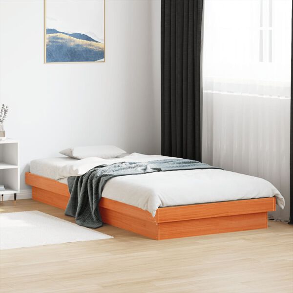vidaXL Cadre de lit &agrave; LED sans matelas 90x190 cm bois massif