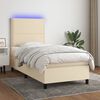 vidaXL Sommier &agrave; lattes de lit et matelas et LED Cr&egrave;me 100x200cm Tissu