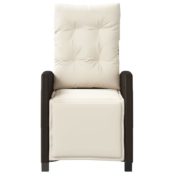 vidaXL Chaise inclinable de jardin repose-pied marron r&eacute;sine tress&eacute;e