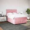 vidaXL Sommier &agrave; lattes de lit avec matelas Rose 140x200 cm Velours