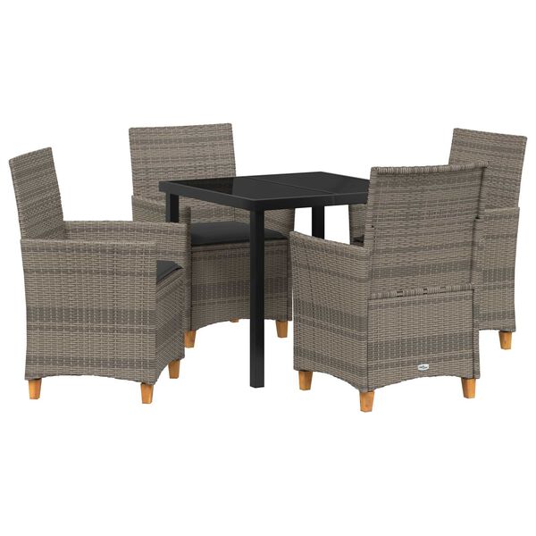 vidaXL Ensemble de salle &agrave; manger pour jardin 5 pcs Gris polyrotin