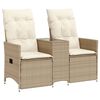 vidaXL Canap&eacute; de jardin inclinable 2 places avec table beige rotin