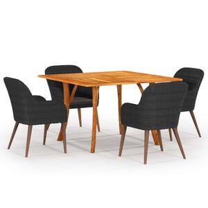 vidaXL Ensemble &agrave; manger de jardin 5 pcs noir