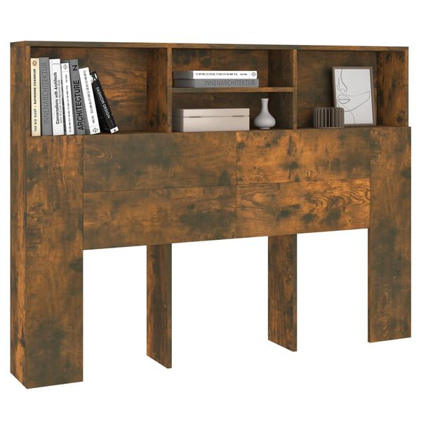 vidaXL Armoire de t&ecirc;te de lit Ch&ecirc;ne fum&eacute; 140x19x103,5 cm