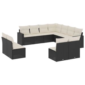 vidaXL Salon de jardin 11 pcs avec coussins noir r&eacute;sine tress&eacute;e