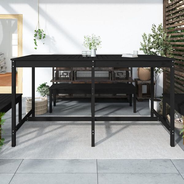 vidaXL Table de jardin noir 203,5x90x110 cm bois massif de pin