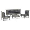 vidaXL Salon de jardin 6 pcs avec coussins Gris R&eacute;sine tress&eacute;e