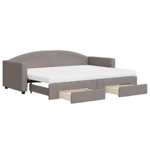vidaXL Lit de jour avec gigogne et tiroirs taupe 80x200 cm tissu