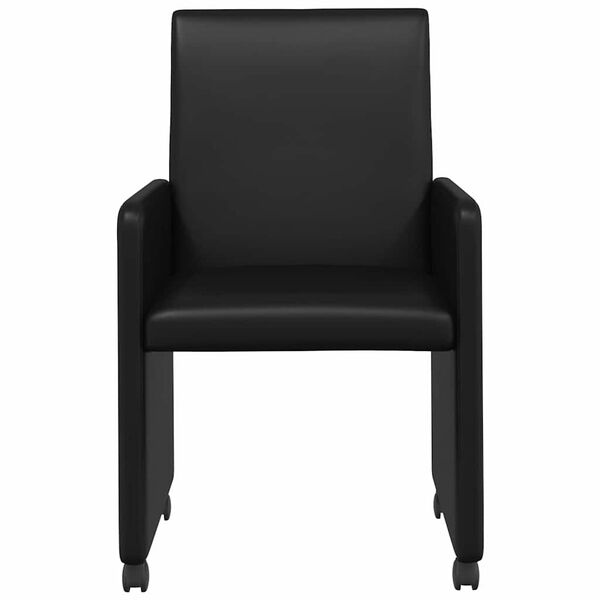 vidaXL Chaises de Salle &agrave; Manger avec Roues 2 pcs Noir 57 x 66 x 94 cm
