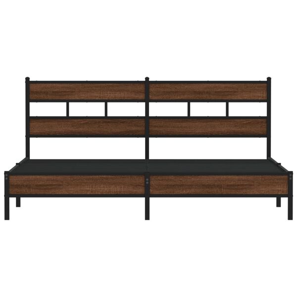 vidaXL Cadre de lit en m&eacute;tal sans matelas ch&ecirc;ne marron 183x213 cm