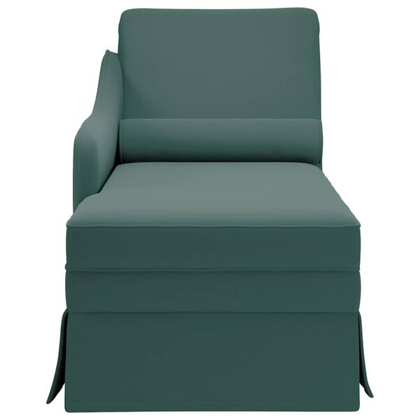 vidaXL Fauteuil long et traversin accoudoir droit vert foncé velours