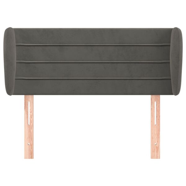 vidaXL T&ecirc;te de lit avec oreilles Gris fonc&eacute; 93x23x78/88 cm Velours
