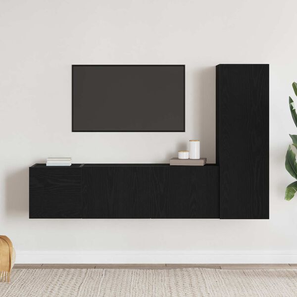vidaXL Ensemble meuble TV 3 pcs Ch&ecirc;ne noir 130,5 x 30 x 140 cm
